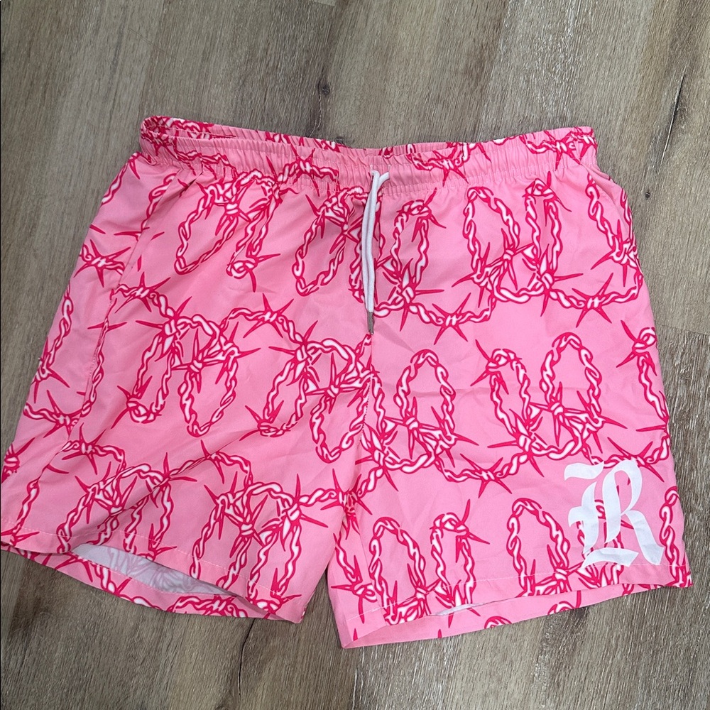 ROMWE Pink and White Patterned Shorts